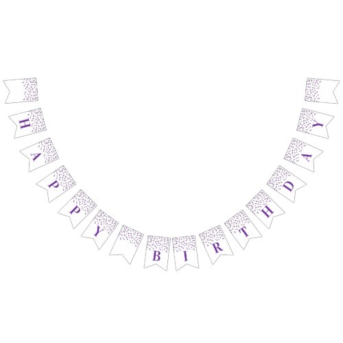 Happy Birthday Banner Purple Silver Confetti