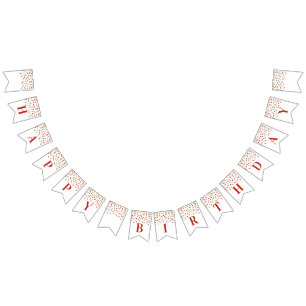 Happy Birthday Banner Red Gold Confetti