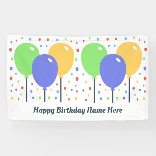 Happy Birthday Banner with Colored Balloons