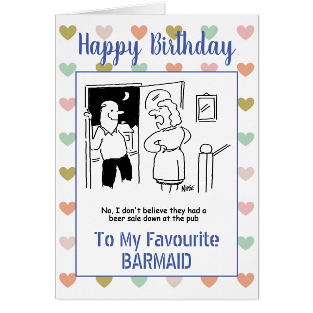 Happy Birthday Barmaid Cards (Front)