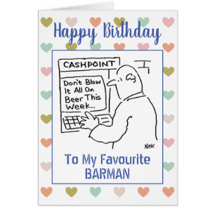 Happy Birthday Barman Cards