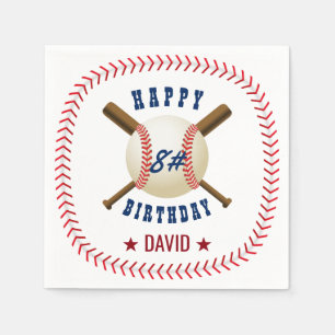 Happy Birthday Baseball Boy Sports Theme Paper Napkins
