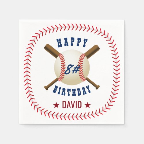 Happy Birthday Baseball Boy Sports Theme Paper Napkins