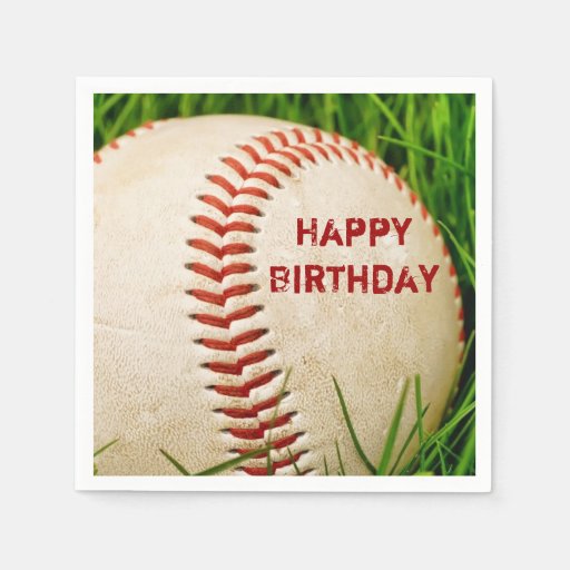 Happy Birthday Baseball Standard Cocktail Napkin | Zazzle