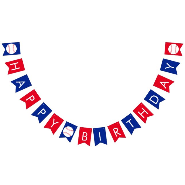 Happy Birthday Baseball Party Decor Bunting Flags (All)
