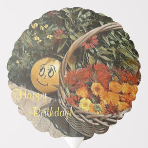 Happy Birthday Basket Of Flowers Balloon