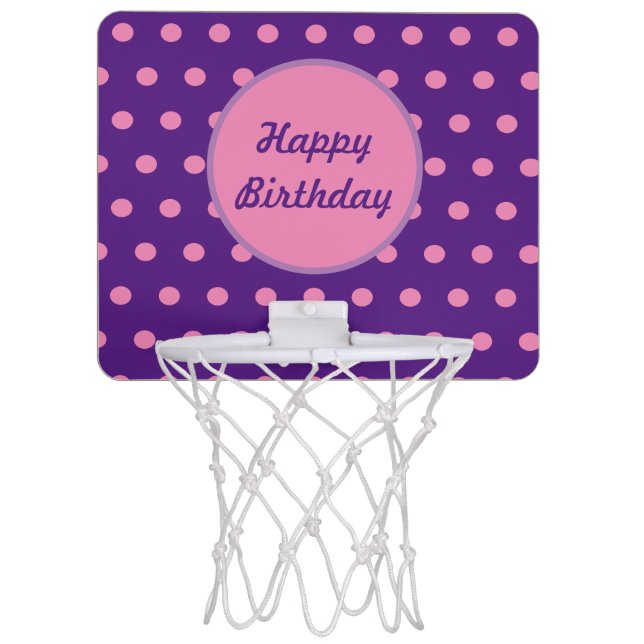 Happy Birthday Basketball Hoop (Purple & Pink) (Front)