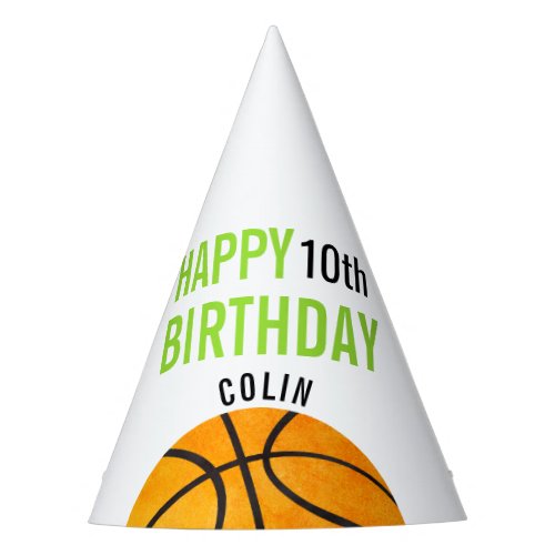 Happy Birthday Basketball Sports Kids Personalized Party Hat