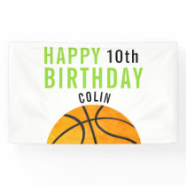 Happy Birthday, Basketball Sports Kids Simple Bold Banner