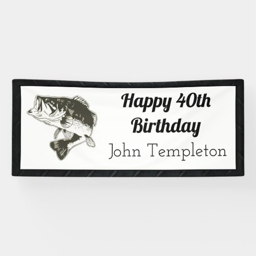 Happy Birthday Bass Fishing Mens Banner