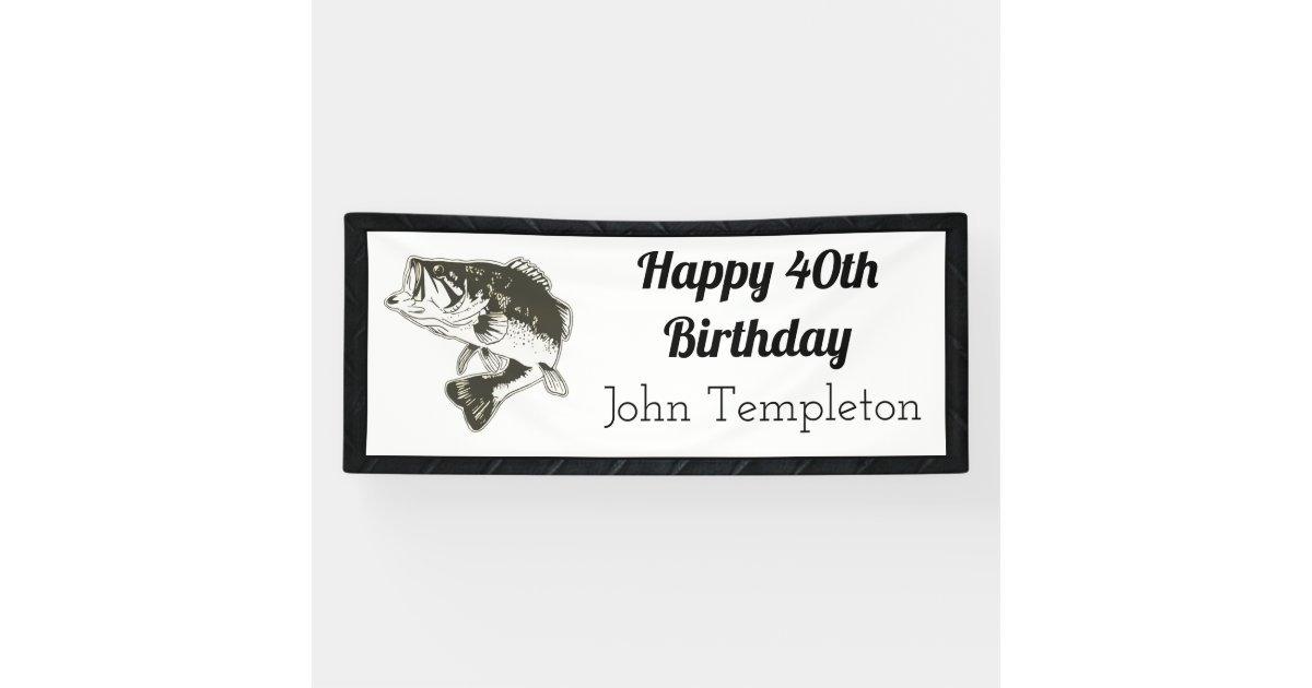 Happy Birthday Bass Fishing Men's Banner
