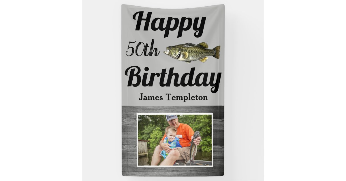 Happy Birthday Bass Fishing Photo Name Father Banner