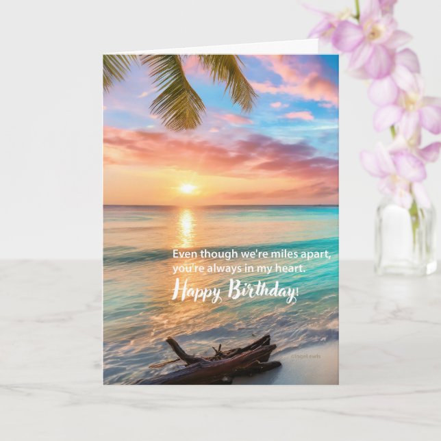 Happy Birthday, Beach, Miles Apart, Beautiful Card (Orchid)