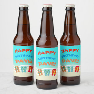 Happy Birthday Beach Party Custom  Beer Bottle Label