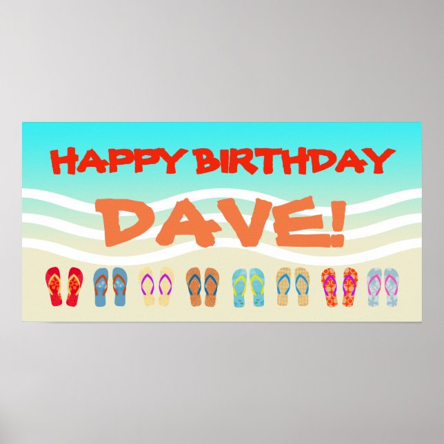 Happy Birthday Beach Party Custom Poster (Front)
