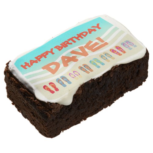 Happy Birthday Beach Party Personalized Chocolate Brownie