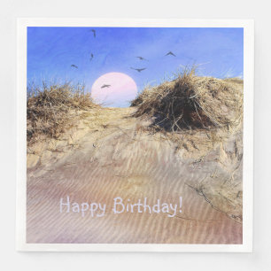 Happy Birthday Beach Sunrise Paper Dinner Napkins