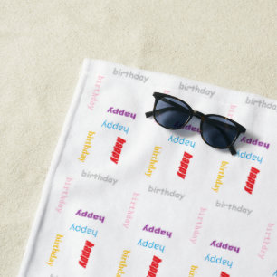 Happy birthday beach towel