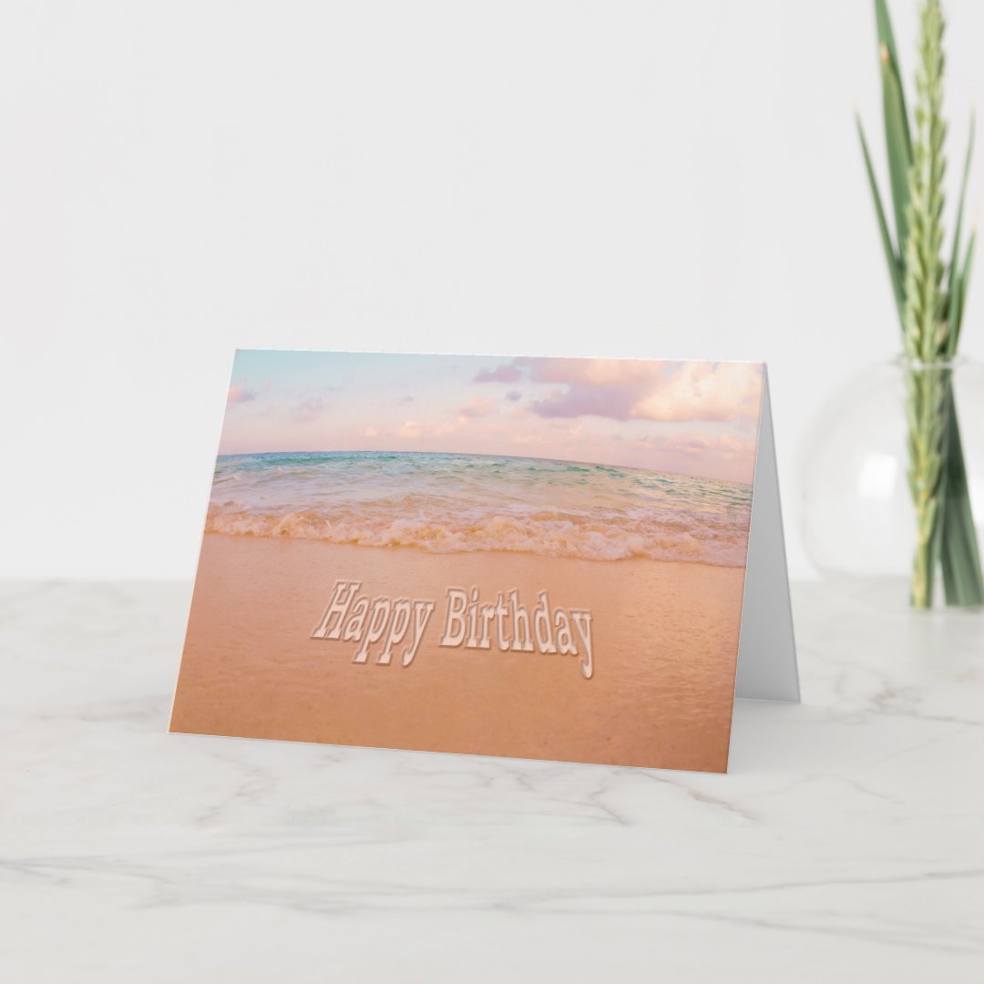Happy Birthday Beach Waves Card | Zazzle