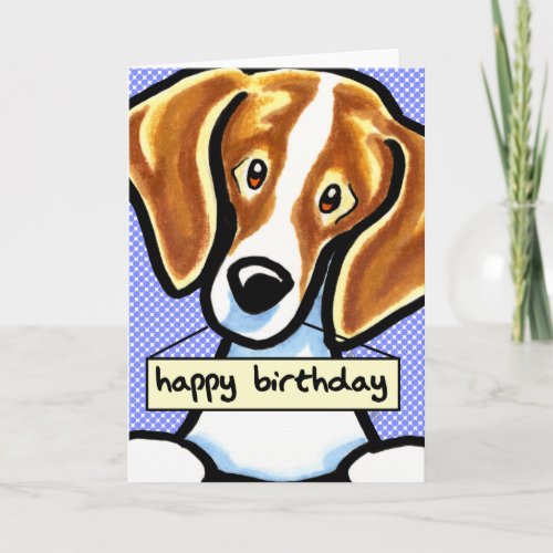 Happy Birthday Beagle Blue Dots Card