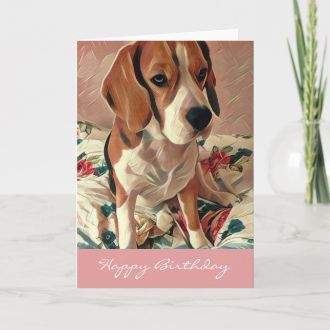 Happy Birthday Beagle Dog Birthday Card (Front)