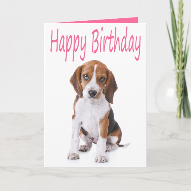 Happy Birthday Beagle Puppy Dog Greeting Card (Front)
