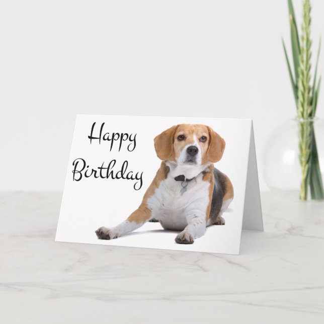 Happy Birthday Beagle Puppy Dog Greeting Card (Front)