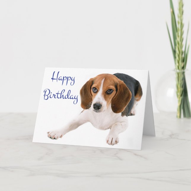 Happy Birthday Beagle Puppy Dog Greeting Card (Front)