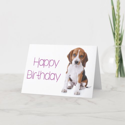 Happy Birthday Beagle Puppy Dog Greeting Card