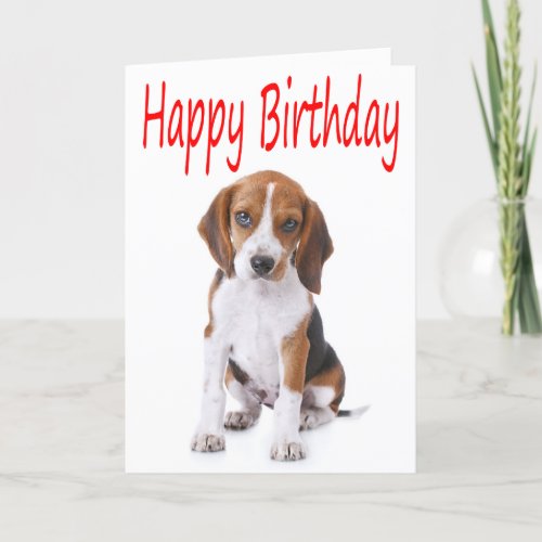 Happy Birthday Beagle Puppy Dog Greeting Card
