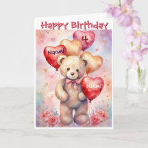 Happy Birthday Bear Add Girl's Name & Age