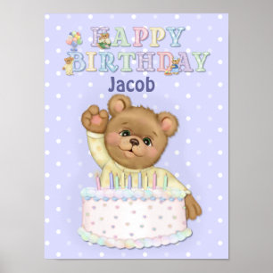 Happy Birthday Bear Boy - Customize Poster