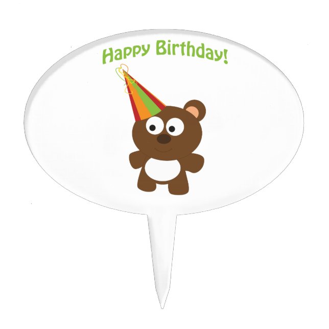 Happy Birthday! Bear Cake Topper (Front)