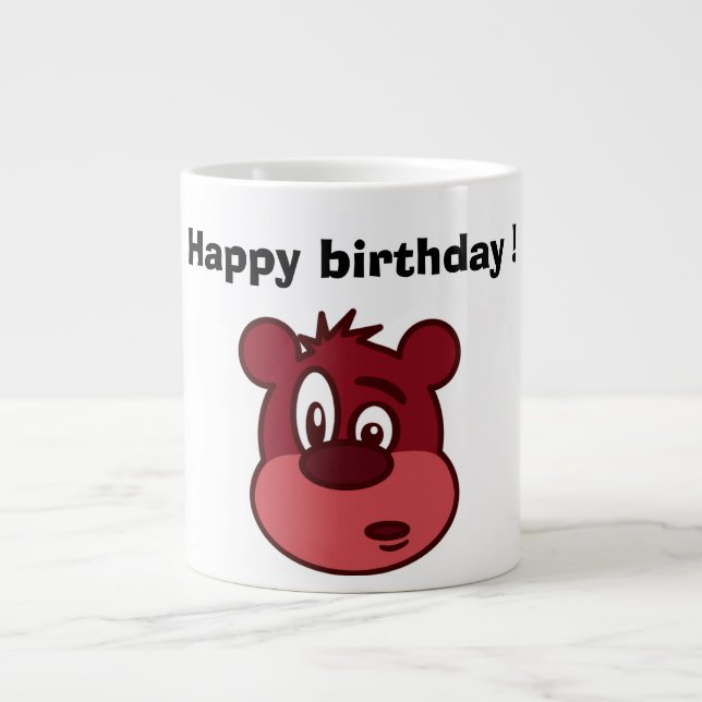 "HAPPY BIRTHDAY" BEAR GIANT COFFEE MUG (Front)
