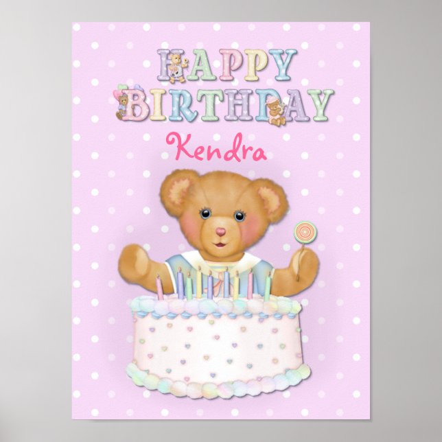 Happy Birthday Bear Girl - Customize Poster (Front)