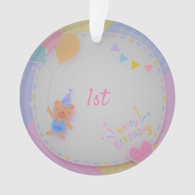 Happy Birthday Bear  Ornament (Front)