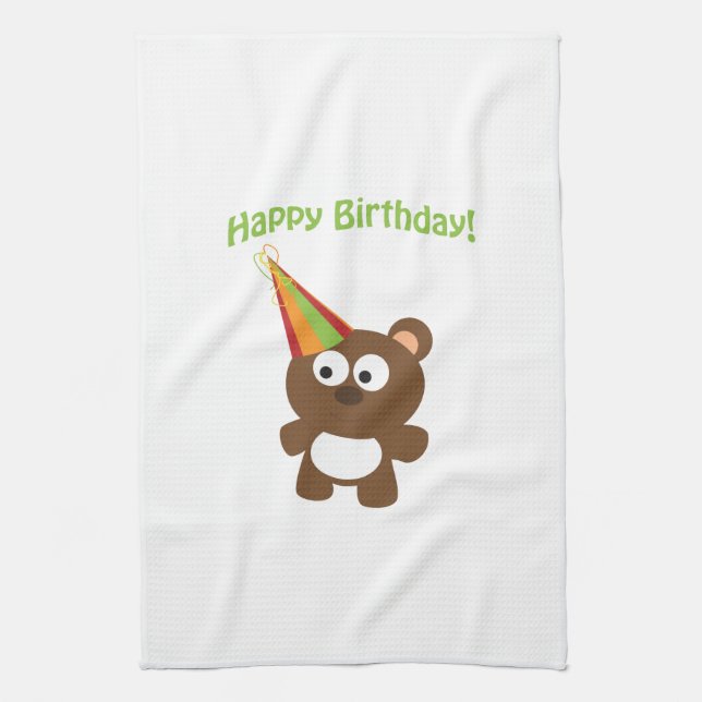 Happy Birthday! Bear Towel (Vertical)