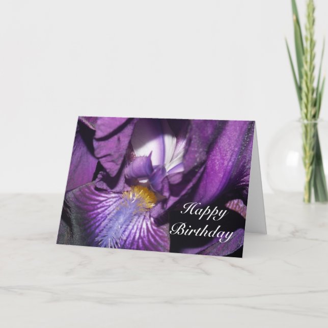 Happy Birthday Bearded Iris Card (Front)