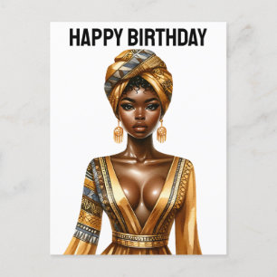 Happy birthday, beautiful, black queen, melanin po holiday postcard