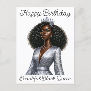 Happy birthday beautiful black queen melanin sista holiday postcard