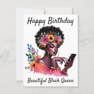 Happy Birthday Beautiful Black Queen Melanin Sista Postcard