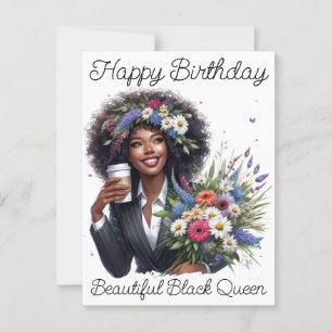 Happy Birthday Beautiful Black Queen Melanin Sista Postcard