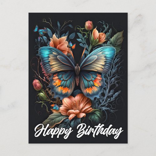 Happy Birthday  Beautiful Butterfly Postcard