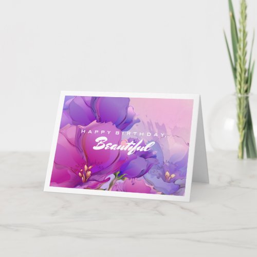 Happy Birthday Beautiful Flower Painting Card
