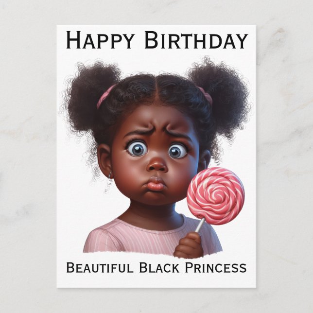 Happy birthday, beautiful girl, black princess postcard (Front)