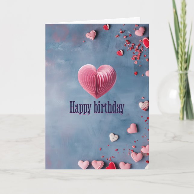 Happy Birthday Beautiful Heart Card (Front)