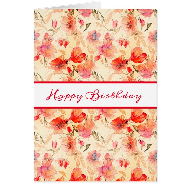 Happy Birthday Beautiful Peach Floral Card (Front)