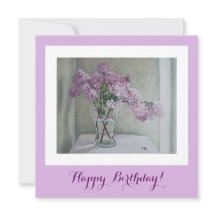 Happy birthday beautiful purple lilacs floral art