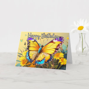Happy Birthday   Beautiful Springtime Butterfly Card