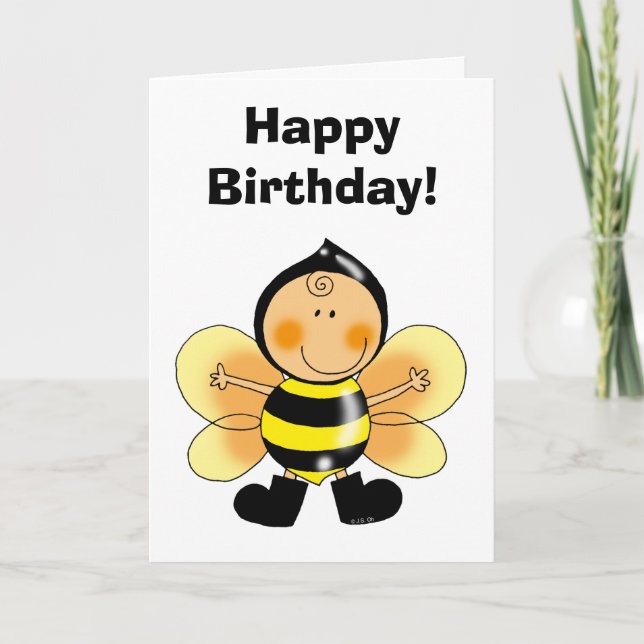 Happy Birthday! (bee costume) Card (Front)